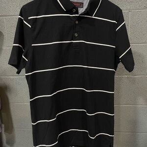 Black and White Striped Polo Shirt